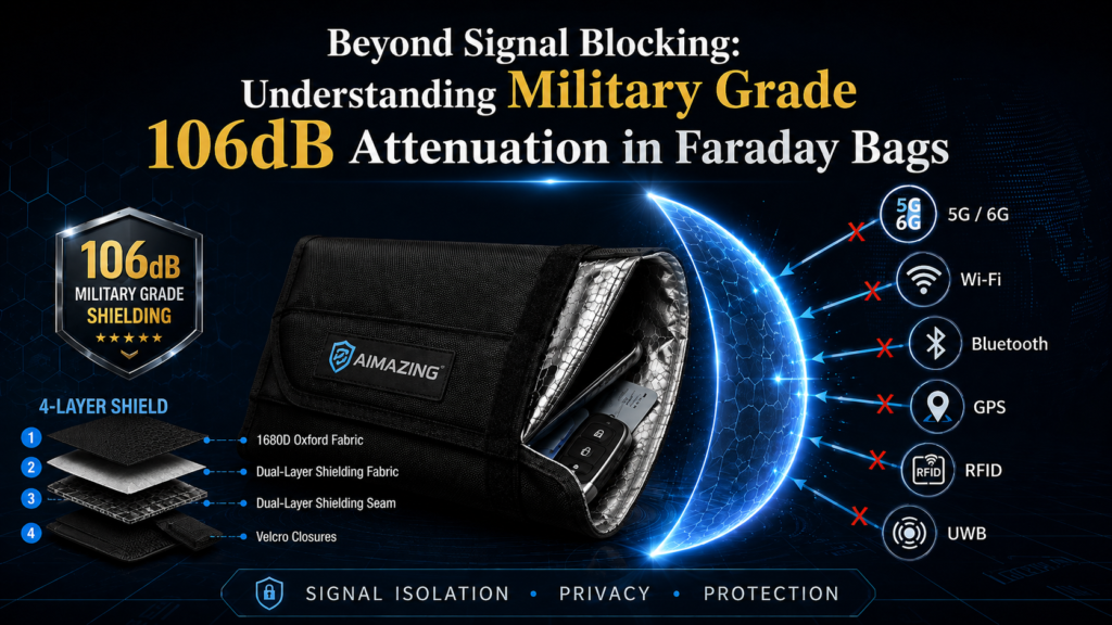 Aimazing Faraday Bag106dB Shielding Beyond 100dB Military Grade Shielding