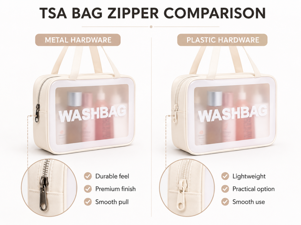 Metal vs. Plastic Zipper Hardware for TSA Bag